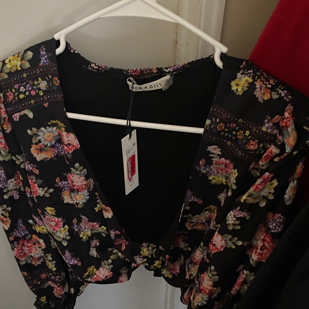 Alice Olivia  Black Floral Blouse